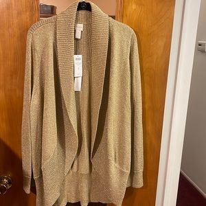 Chicos | Women’s Gold Shimmer Cardigan | Size 3 (16/18)